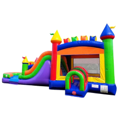 Multi Color Bounce House with a WET Slide