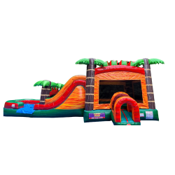 Jungle Orange Bounce House With A DRY Slide