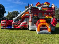 Fire House Combo WetDry V SL 1724073639 Fire Truck Bounce House with a DRY Slide