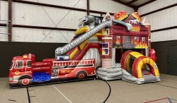 Firetruck Bounce House and Slide Combo 1724073639 Fire Truck Bounce House with a DRY Slide