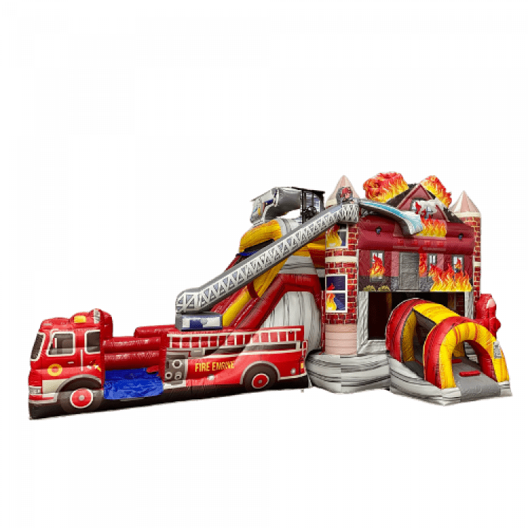 Fire Truck Bounce House with a DRY Slide