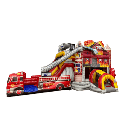 Fire Truck Bounce House with a WET Slide