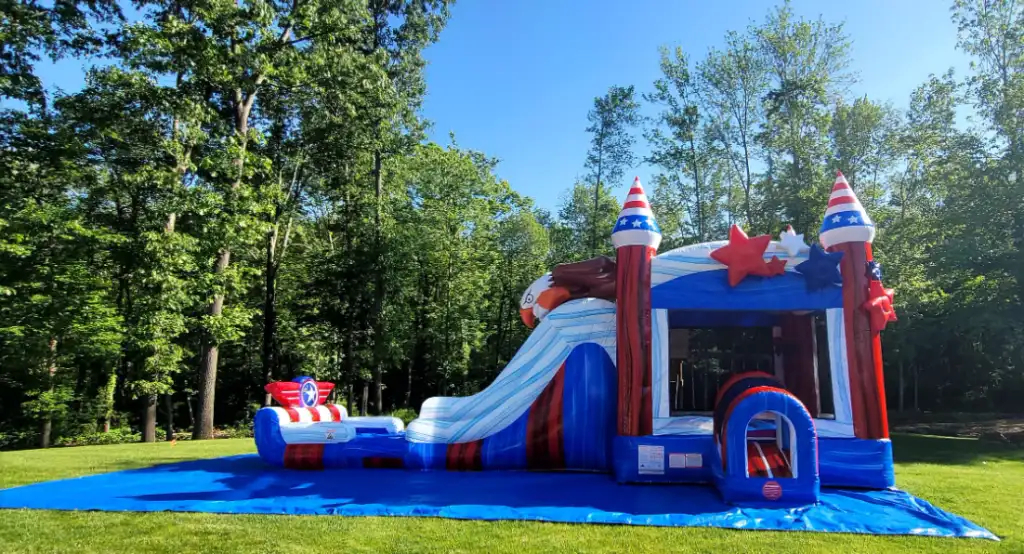 bald eagle bounce house outdoor set-up